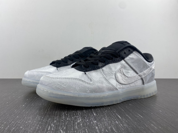 CLOT x fragment x Nike Dunk Low Colorway: White/Black  FN0315-110